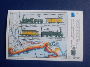 Finland - 1987 Stamp Exhibition - Locomotives/Mail Vans - Miniature Sheet - MNH - Picture 1 of 1