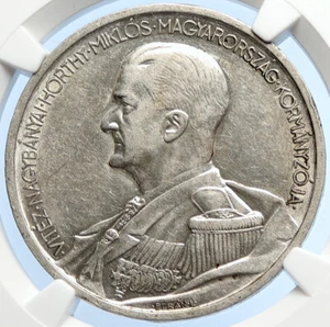 1939 HUNGARY Admiral Miklos Horthy Silver 5 Pengo Hungarian Coin NGC i106061 - Picture 1 of 5
