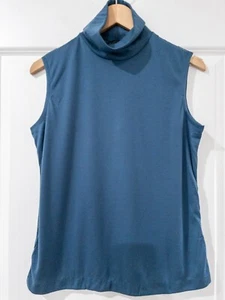 Neu ohne Etikett 1970 80er Jahre Trissi marineblau ärmellose Damenbluse Größe mittlerer Reißverschluss hinten - Bild 1 von 3