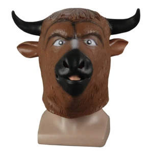 Cosplay Cow Bull Head Mask Halloween Animal Full Head Mask Fancy Dress Props - Picture 1 of 12