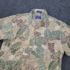 Vintage Pendleton Shirt Mens Medium Beige Loop Collar Rayon Floral Camp 90s Y2K - Picture 1 of 9