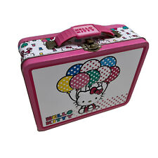 HELLO KITTY LUNCH BOX Kit School Girls Pink Balloons Cartoon Cat Tin SANRIO