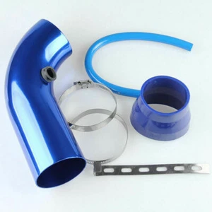 Kits de filtro de cono de aluminio de tubo de admisión de aire frío para automóvil de 75 mm ajuste universal azul - Imagen 1 de 12