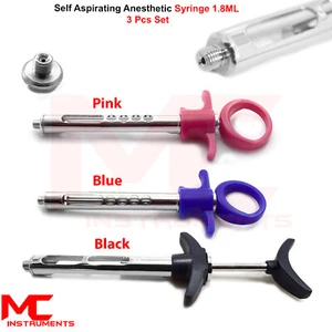3 Pcs Set Dental Self Aspirating Anesthetic Syringe 1.8ml Surgical Instruments - Picture 1 of 4