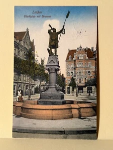 AK, col., Linden, Hannover, Marktplatz mit Brunnen, gelaufen 1912 - Bild 1 von 2