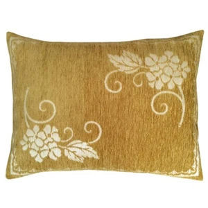 Chenille Mustard Floral (Cream Begonia) 22"x30" Farm Treehouse Pillow Cover Sham - Picture 1 of 5