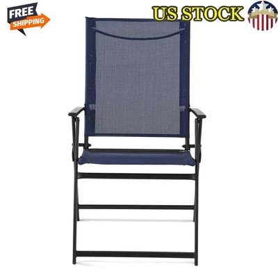 Greyson Acero y Eslinga Adulto Plegable Exterior Patio Sillón Azul Marino Set 2 Impermeable Foto 1 de 4