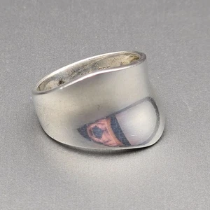 Sterling Silver 925 Concaved Wave Wide Band Ring Minimalist Size 7 Signed NF - Picture 1 of 11