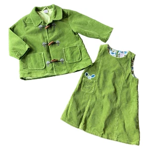 Vintage 2003 Gymboree Dress Jacket set outfit 3T Corduroy mushrooms Mouse Green - Picture 1 of 18