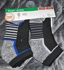 6 Pairs of Wonder Nation Boy's Ankle Socks *new* - Picture 1 of 2