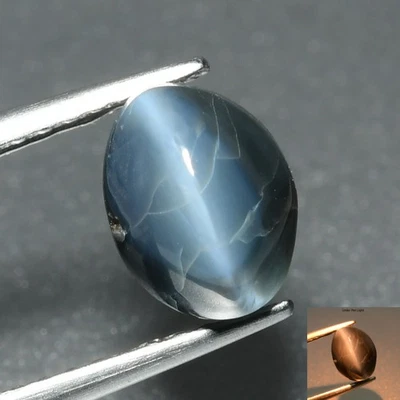 1,80 quilates raro corte ovalado 7 x 5,6 mm verde a grisáceo púrpura alejandrita ojo de gato Foto 1 de 4