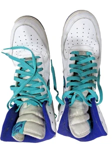Nike Air Force 180 High Top Sneakers White Blue Teal 1992 Made in Korea - Picture 1 of 22