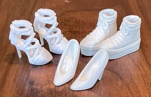 Barbie Doll White Shoes Lot Sandals Sneakers & Heels Pumps~All Marked 3 Pair EUC - Picture 1 of 21