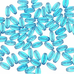 30pcs 9mm long oval blue transparent crystal glass beads DIY Craft Jewel Making - Picture 1 of 2