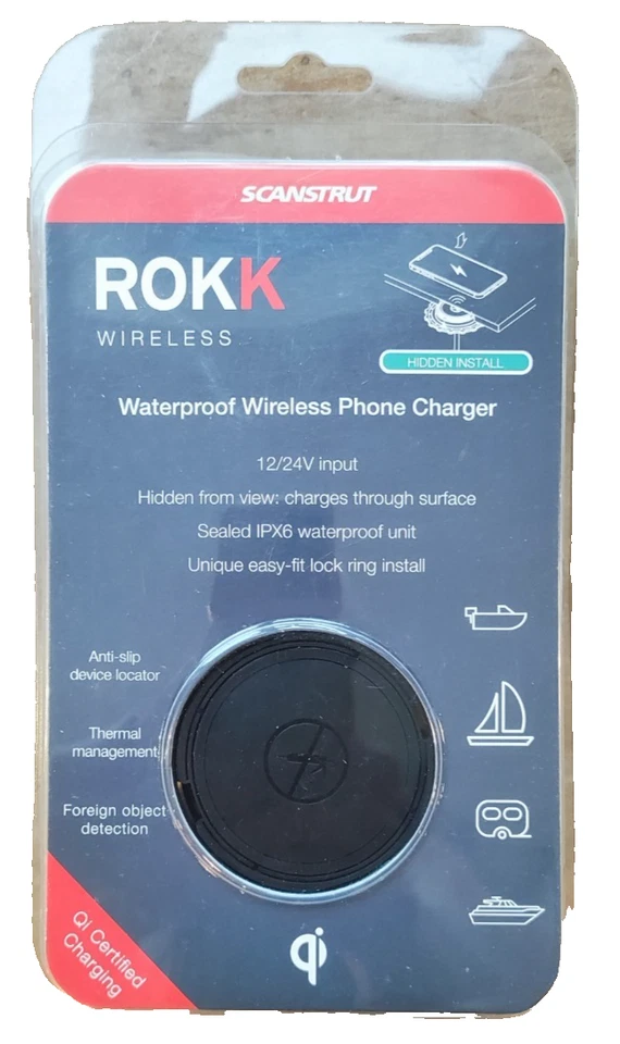 ROKK Wireless / Hidden  Waterproof Phone Charger 12/24v (iPhone / Android) - Image 1 of 1
