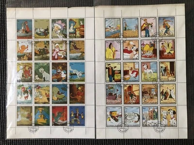 Hojas de estampillas vintage de Disney (2) - Personajes clásicos, estampillas limpias, años 80 Foto 1 de 3