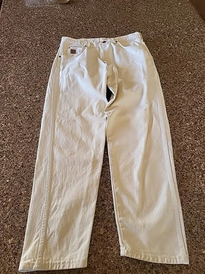 Wrangler 牛仔裤女式白色牛仔尺寸 34 X 30 裤子美国制造 — 第 1/4 张图片