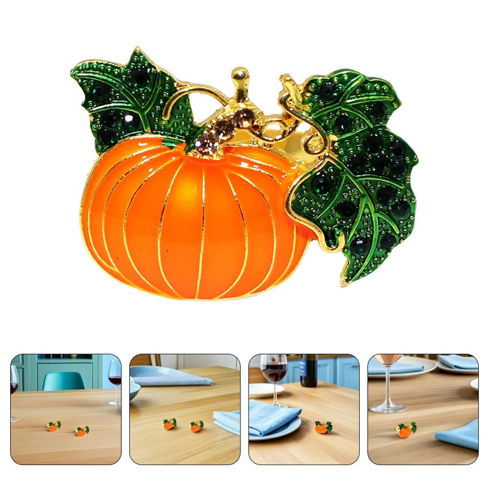  4 Pcs Rond De Serviette Citrouille Porte-serviettes Anneaux Décoratifs - Immagine 1 di 4