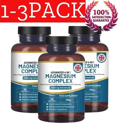 1-3X Complejo de Glicinato de Magnesio 4 en 1 2000 mg-Comprimidos de Magnesio de Alta Resistencia s - Imagen 1 de 4