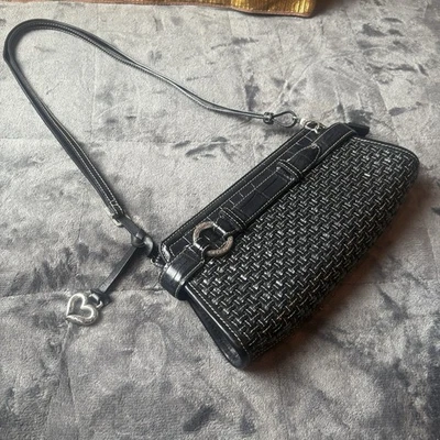 Bandolera/Hombro/Bolso de mano Brighton de cuero en relieve con guijarros y cocodrilo negro Foto 1 de 4