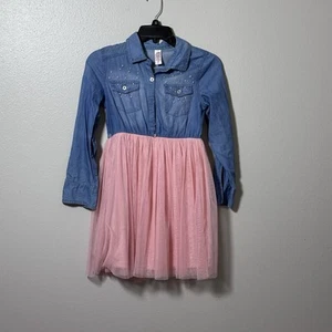 Justice Girls Kids Denim Long Sleeve Tutu Western Dress size 10 - Picture 1 of 9