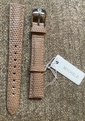 MICHELE 14mm CASHMERE Brown LIZARD Leather WATCH BAND Brand New NWT ~ FREE SHIP! - Image 1 of 4