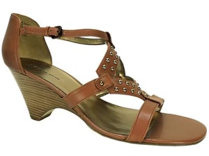 Anne Klein Women's Malva Wedge Sandals Tan Leather Size 10 M - Picture 1 of 5