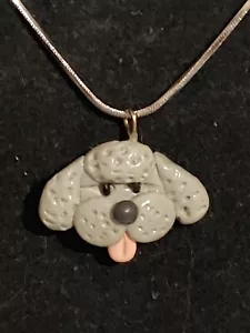 VTG - Necklace Pendant Poodle Dog FACE - so cute - 17 1/2 in Long - Picture 1 of 9