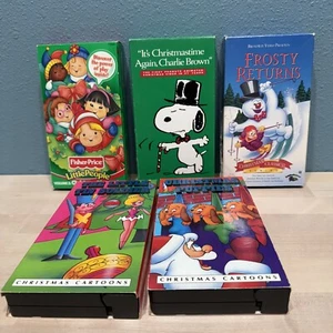 Kids Holiday Movie Lot Vintage VHS Cartoons Frosty Little people Charlie Brown - Picture 1 of 14
