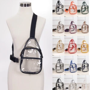 ScarvesMe Unisex Clear Adjustable Strap Crossbody Stadium Fanny Pack Sling Bag - Picture 1 of 28