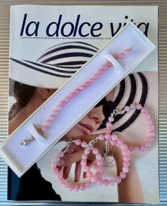 Bracciale Quarzo Rosa - Perle Rosa - Argento 925% - Mis. 20cm. - Bild 1 von 9