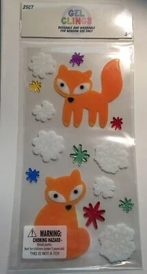NUEVO Navidad Invierno Zorros Zorro Copos de Nieve Ventana Congelada Gel Adhesivos 28 piezas Decoración! Foto 1 de 3