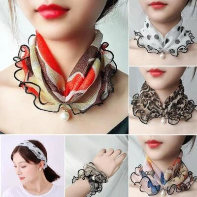 Pearl Lace Variety Scarf Pendant Necklace Lady Neck Scarves Hair Silk Jewelry ! - Image 1 of 4