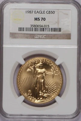 1987 Gold Eagle $50 NGC MS70. Low pop! - Image 1 of 2