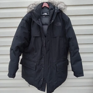 The North Face Black Down Parka Jacket Men's XL Hooded DryVent Fur 600 McMurdo - Picture 1 of 19