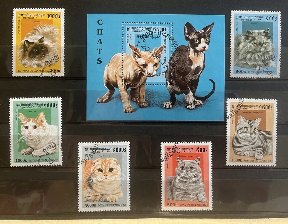 Cambodia - 1997 - Cats /Pets - stamps - Timbres - CTO - Del.14 - Image 1 of 1