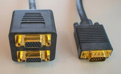 S-VGA VGA Adapterkabel 1x Stift auf 2x Buchse Sub-D, Mehrfachauswahl - Bild 1 von 2