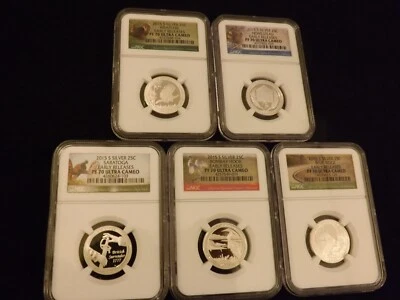 2015-S   25C      5 Coin   SILVER   Set       NGC  PF 70 - Image 1 of 2