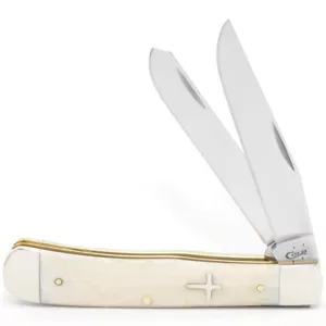 CASE XX KNIVES NATURAL BONE CROSS SHIELD TRAPPER 4 1/8" POCKET KNIFE - Picture 1 of 3