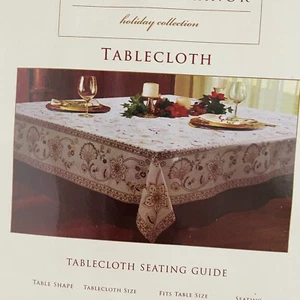 Wellesley Manor Holiday Collection Tablecloth Seating Guide 60” X 120” - Picture 1 of 6