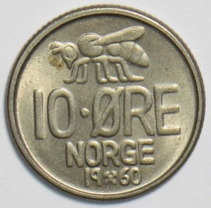 Norway 1960 10 Ore Honey bee animal 152873 combine shipping - Picture 1 of 2