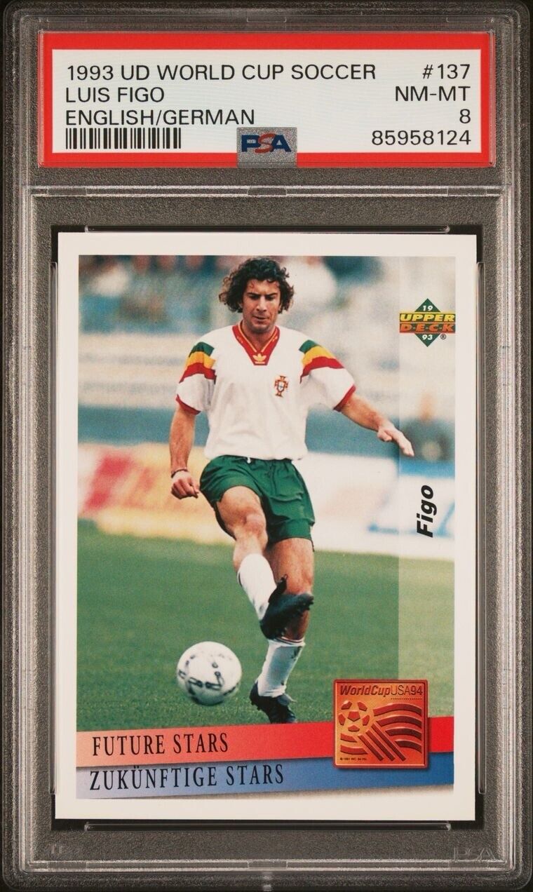 1993 Upper Deck World Cup Luis Figo #137 Future Stars RC PSA  8 English/German
