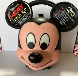 Vintage ALADDIN Disney Mickey Mouse Head Lunch Box Kit W/ Thermos new Condition - Picture 1 of 13