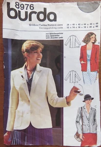 (1990’s) Burda 8976 Sewing Pattern Ladies Unlined Fitted Jacket Cut Size 12 Comp - Picture 1 of 7