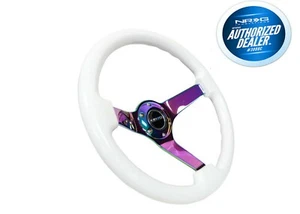 NRG White Wood Grain Steering Wheel 3" Deep Neochrome Spoke RST-036MC-WT - Picture 1 of 4