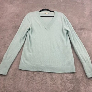 Boden 100% Cashmere V-Neck Sweater Womens L Light Blue Lightweight Pullover - Picture 1 of 14