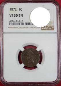 1872 INDIAN CENT NGC VF30 - Picture 1 of 4