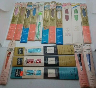 Lote de 17 cremalleras de costura de metal vintage abrigos JP y garra de poliéster Clark's Foto 1 de 4