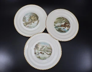 Currier & Ives Harkerware Winter Scenes BREAD PLATE Set of 3  various - Picture 1 of 20