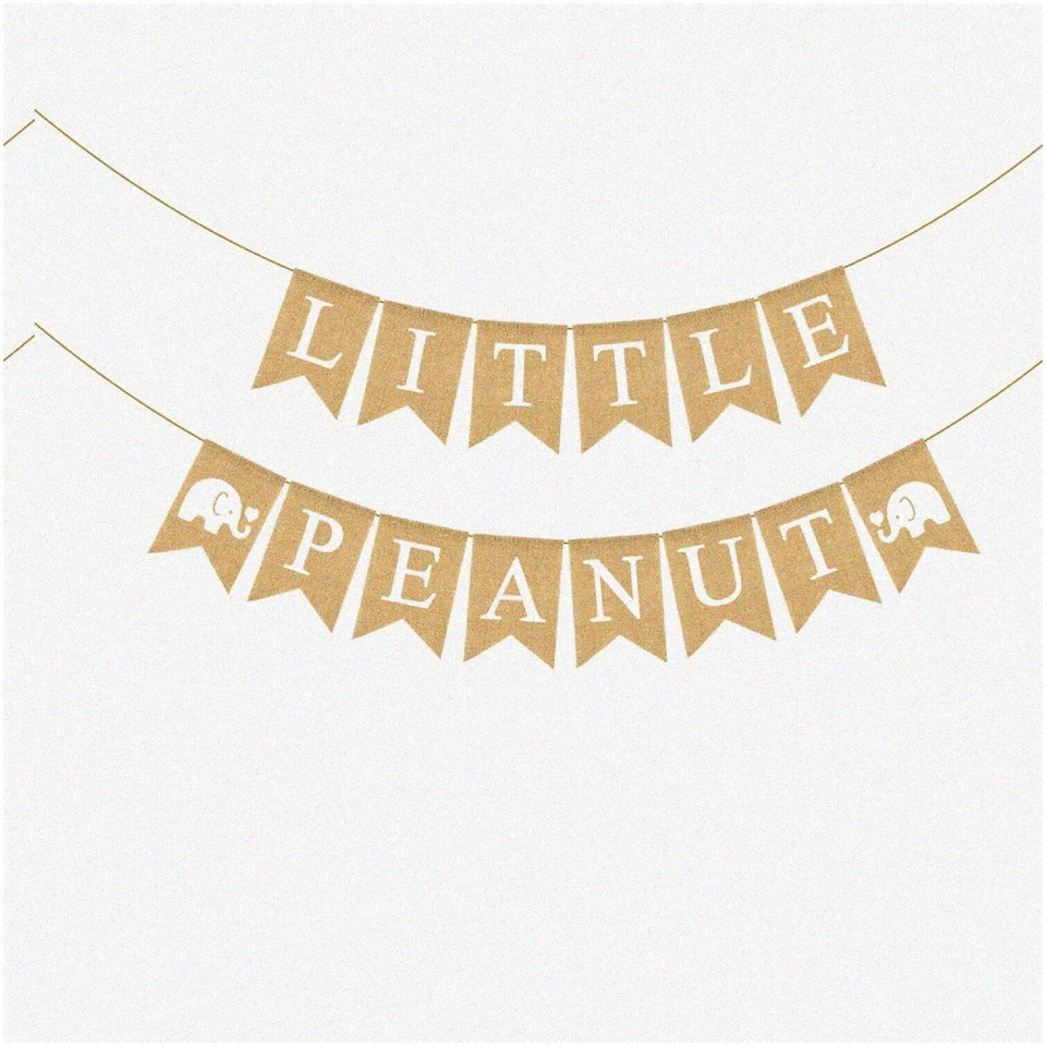 Peanut Pachyderm Bash: pancarta de arpillera de yute para baby shower, revelación de género y elefante Foto 1 de 4